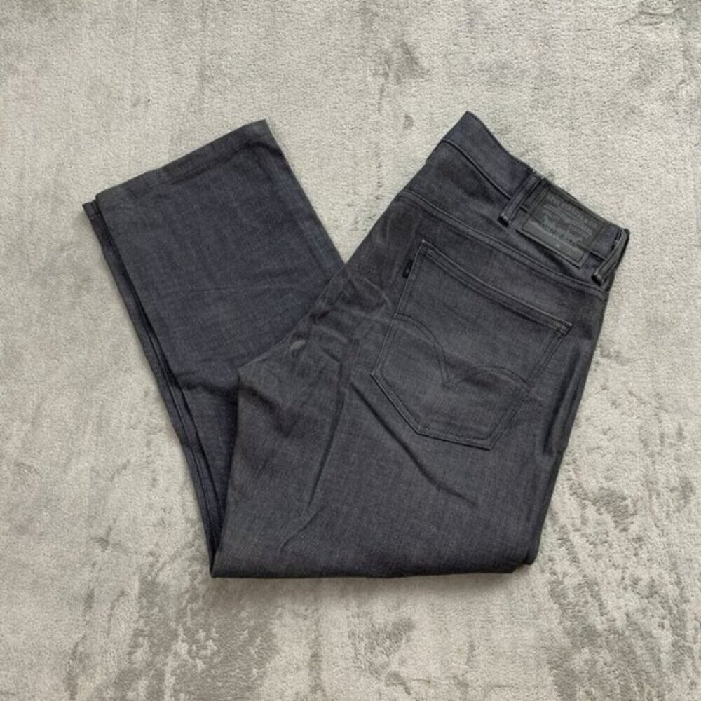 Levi’s Jeans Mens 38x27 Black 513 Straight Slim Dark Wash Stretch Work Denim